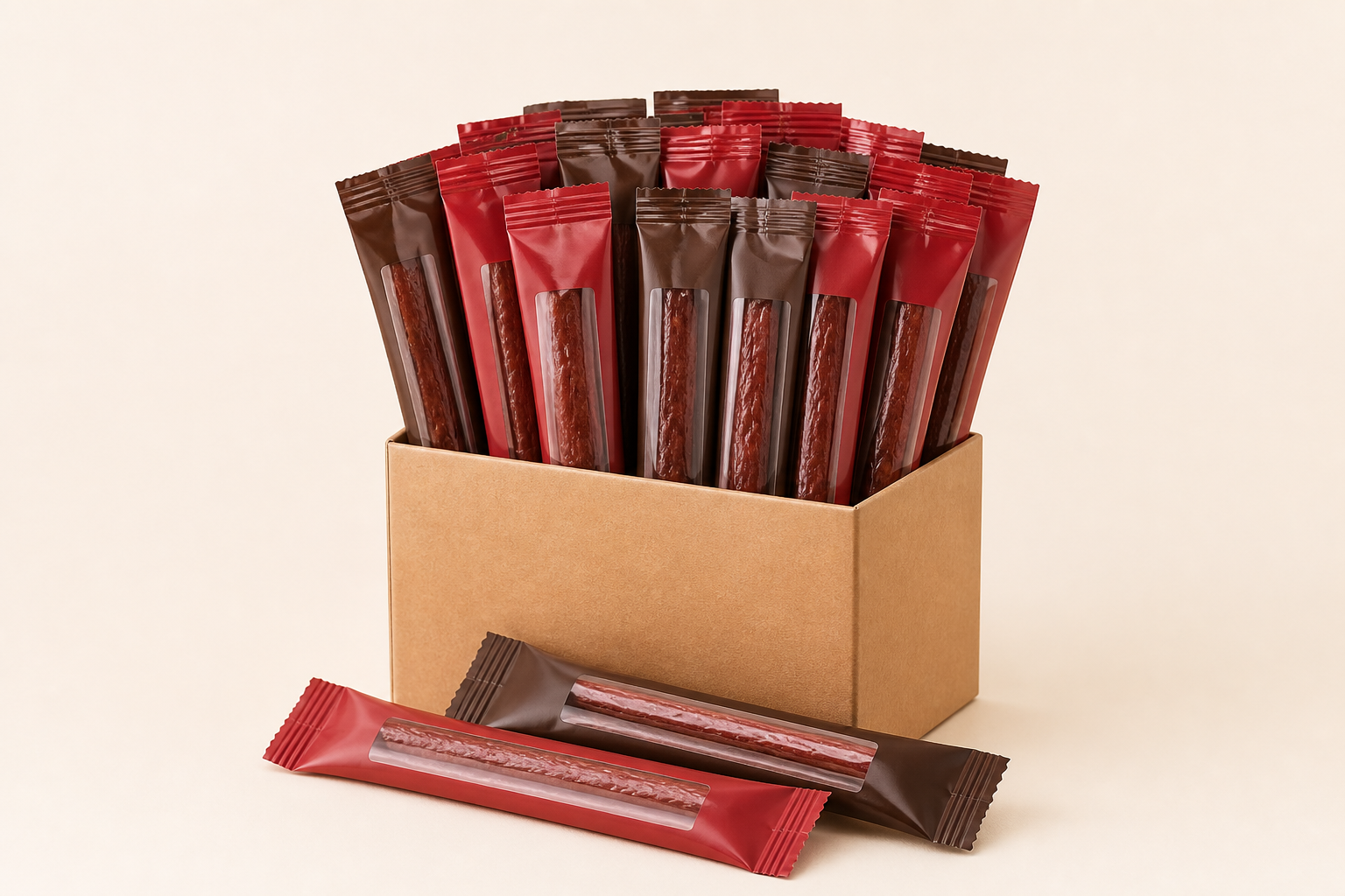 The Snack Stick Box — wrapped meat sticks